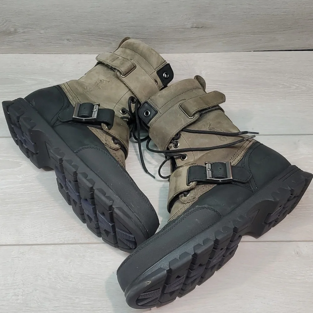 Polo by Ralph Lauren Mens Varick Leather High Top military boots shoes sz 10.5D